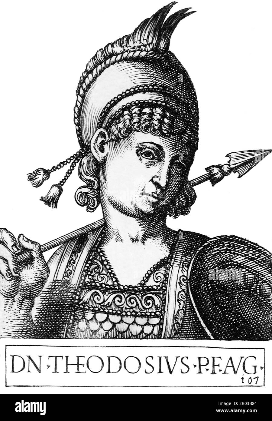Theodosius III. (-c 754), auch Theodosios III. Genannt, war ein Finanzbeamter und Steuereinlagener im Kaisertum, wobei einige ihn für den Sohn des ehemaligen Kaiser Tiberios III. Beanspruchten Als die Oppsikionstruppen gegen Kaiser Anastasius II. Rebellierten, erklärten sie Theodosius zum Kaiser, eine Wahl, die er nicht ohne weiteres akzeptierte. Einer Geschichte zufolge versuchte er sogar, sich in den Wäldern in der Nähe von Adramyttium zu verstecken, bevor er 715 zum Kaiser gefunden und gefeiert wurde. Stockfoto