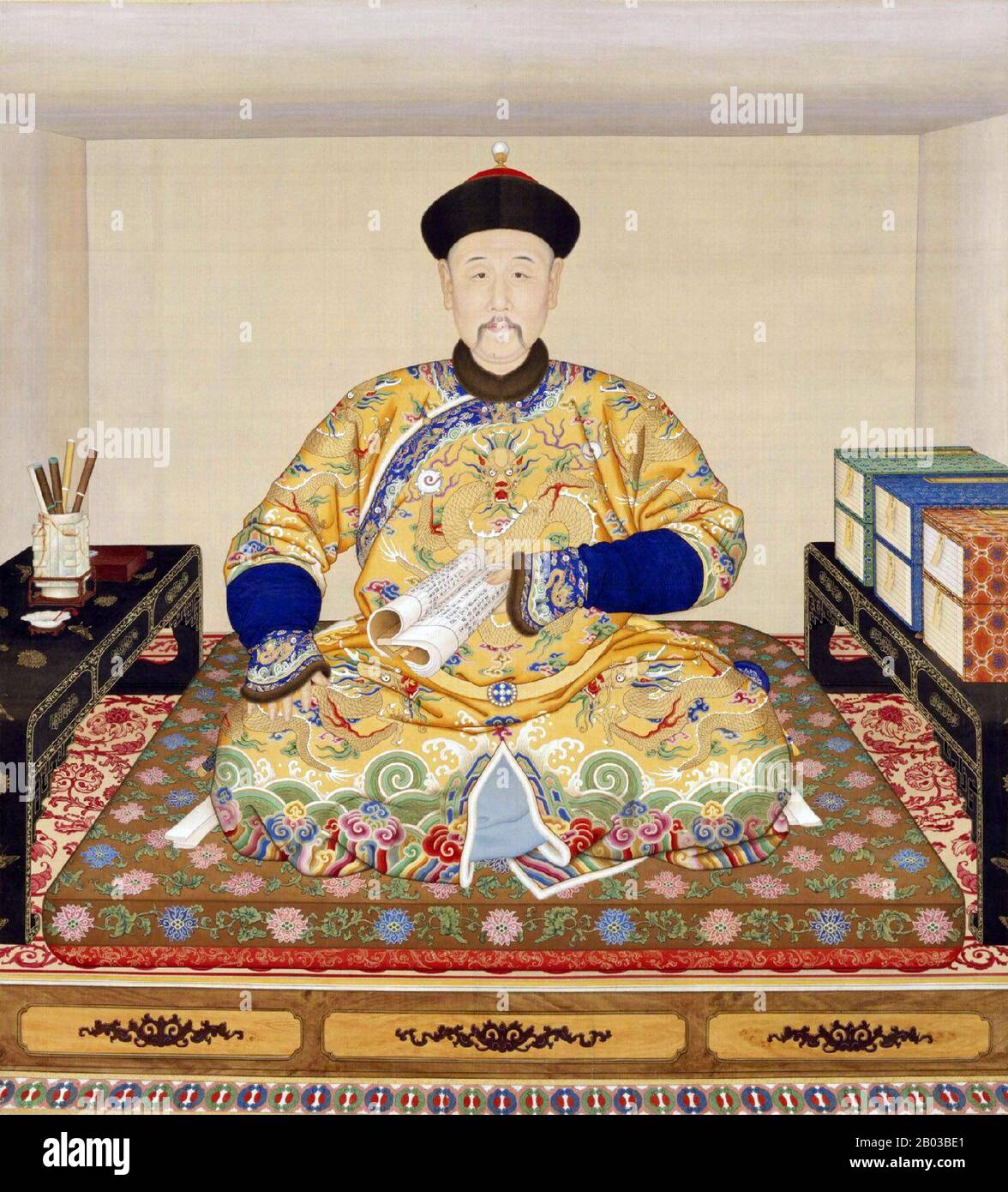 Der Yongzheng Kaiser (13. Dezember 1678 - 8. Oktober 1735) war der fünfte Kaiser der Mandschu Qing-Dynastie und der dritte Qing-Kaiser, der über China ordentlich regieren konnte, von 1722 bis 1735. Stockfoto