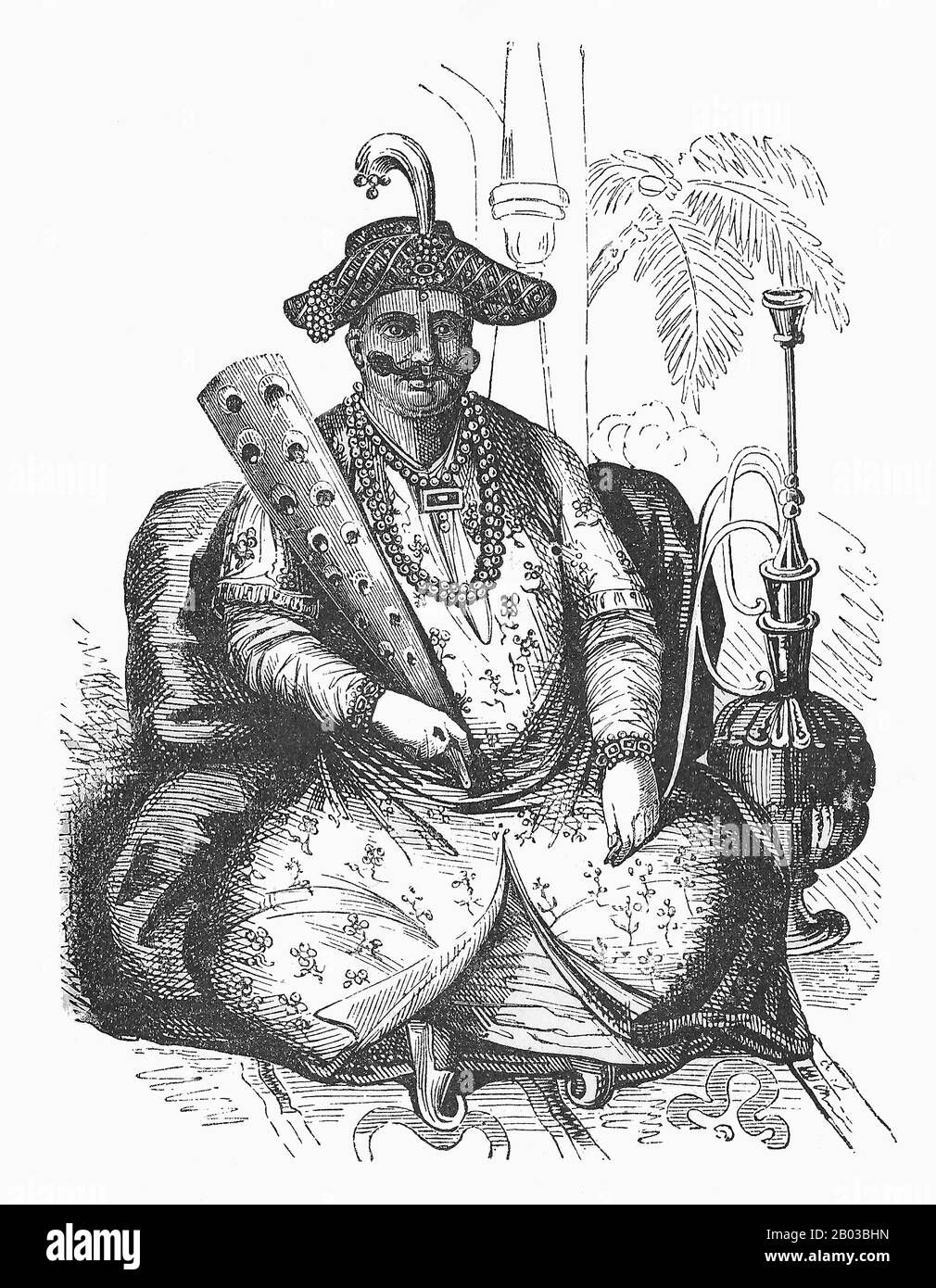 Shuja Shah Abdali Durrani (1785-1842), auch Shoja Shah genannt, war der fünfte Emir Afghanistans, der erstmals von den Jahren von 1803 bis 1809 das Durrani-Reich regierte. Nachdem er 1801 die Absetzung seines Bruders Zaman Shah erzwungen hatte, indem er ihn blenden ließ, proklamierte er sich zum König von Afghanistan, stieg aber erst im Jahr 1803 formell auf, nachdem er seinen Halbbrüder Mahmud Shah besiegt hatte. Stockfoto