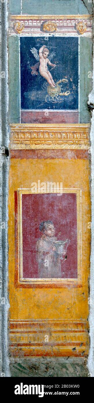 Pompei (Fresko im Haus des Vettii), UNESCO-Weltkulturerbe Kampanien, Italien, Europa Stockfoto