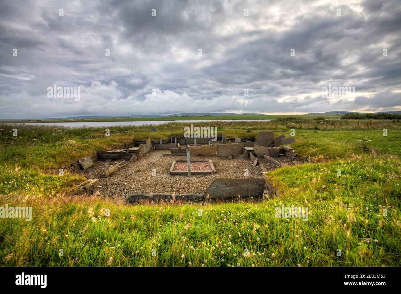 Die neolithische Siedlung Barnhouse in Orkney Stockfoto