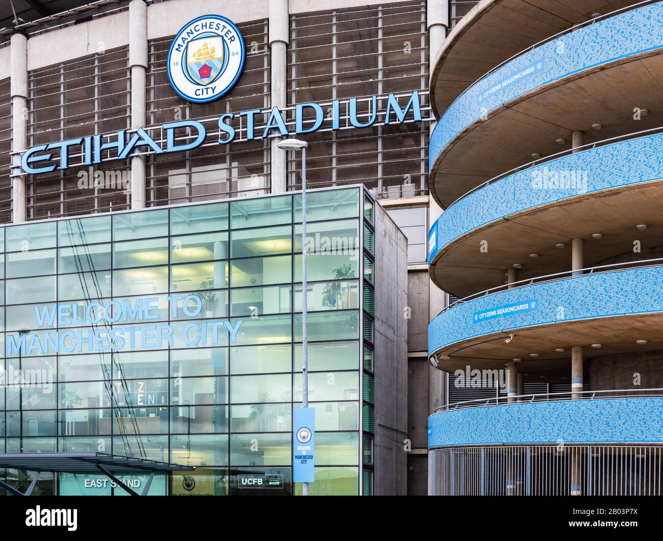 Oststand des Etihad Stadium von Manchester City Stockfoto