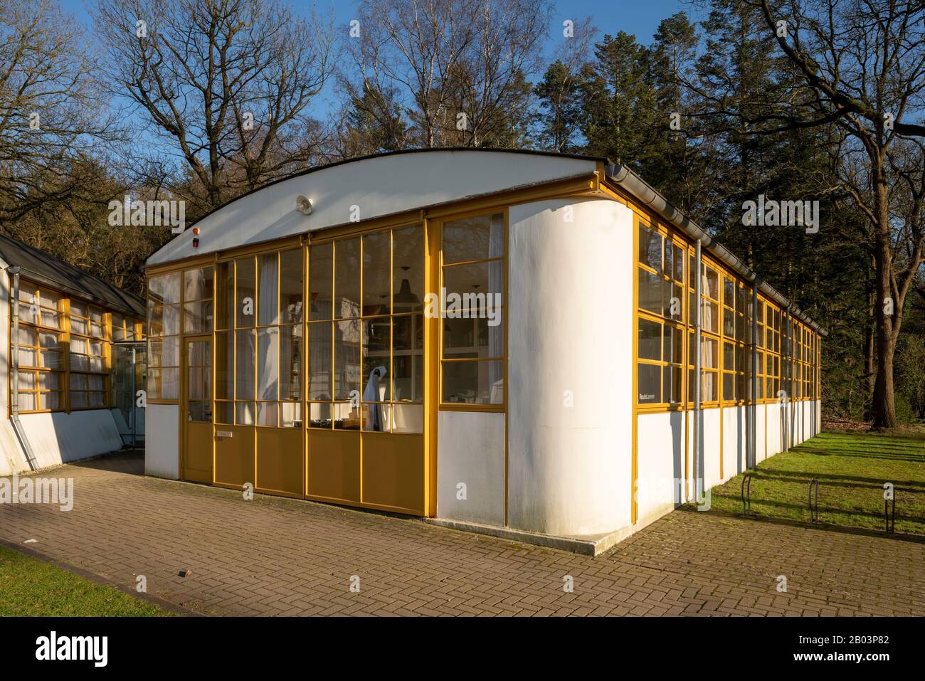 Hilversum, Sanatorium Zonnestraal, 1928 von Johannes Duiker und Bernard Bijvoet, Nebengebäude mit Arbeitsblättern für Patienten Stockfoto