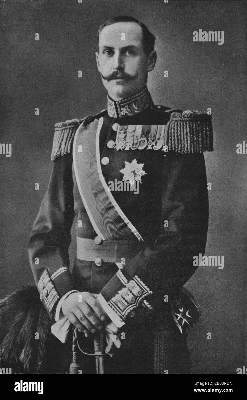 König Haakon VII ca. 1914 geborener Prinz Carl von Dänemark im Jahr 1872 starb er 1957. Prinz Carl wurde die norwegische Krone angeboten. Nach einem Volksentscheid wurde er vom Storting formell zum König von Norwegen gewählt. Er nahm den norischen Namen Haakon an und stieg als Haakon VII auf den Thron und wurde damit der erste unabhängige norwegische Monarch seit 1387 Stockfoto
