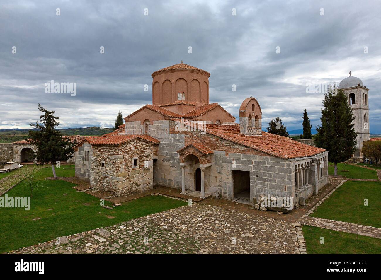 Die der heiligen Maria geweihte, byzantinische Kirche befindet sich in Apollonia in Albanien Stockfoto