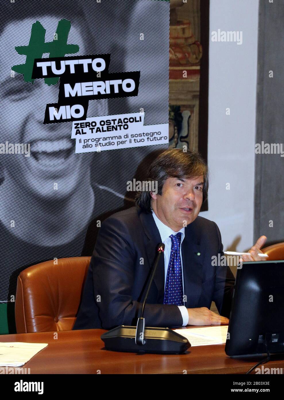 Florenz, Cassa di Rsparmio von Florence Foundation und Banca Intesa San Paolo präsentieren "Tuttomeritomio" mit Umberto Tombari und dem Presse-Carlo Messina.- Foto Claudio Fusi (/ Fotogramma, Firenze - 2019-03-06) PS das Foto kann in Respekt vor dem Kontext verwendet werden, in dem es aufgenommen wurde, Und ohne diffamierende Absicht, die würde der Menschen zu verleumden, repräsentierte nur den redaktionellen Gebrauch Stockfoto