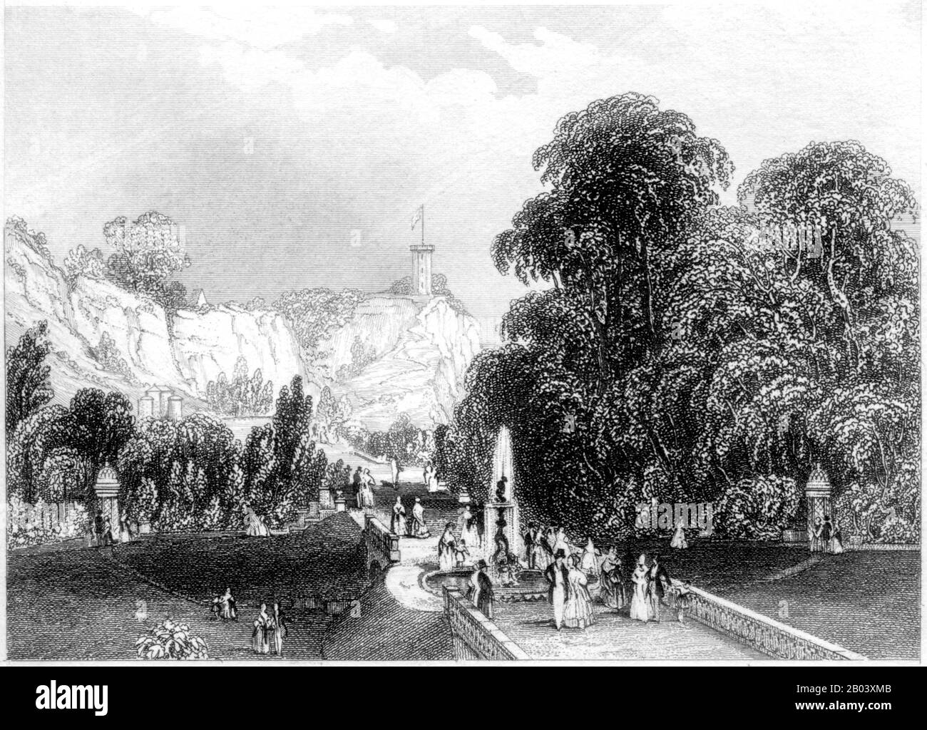 Gravesend von Rosherville Gardens, gescannte mit hoher Auflösung aus einem Buch, das im Jahr 1851 gedruckt wurde. Es wird angenommen, dass dieses Bild frei von allen Urheberrechten ist. Stockfoto