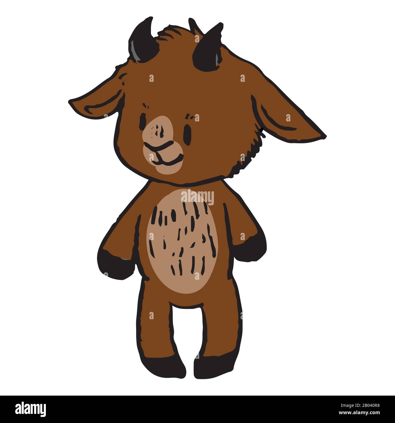 Susse Lustige Lachelnde Braune Ziege In Naiver Vektorclipart Alpine Baby Billy Goat Mit Hornern Kawaii Lustige Tierillustration Isoliert Stock Vektorgrafik Alamy