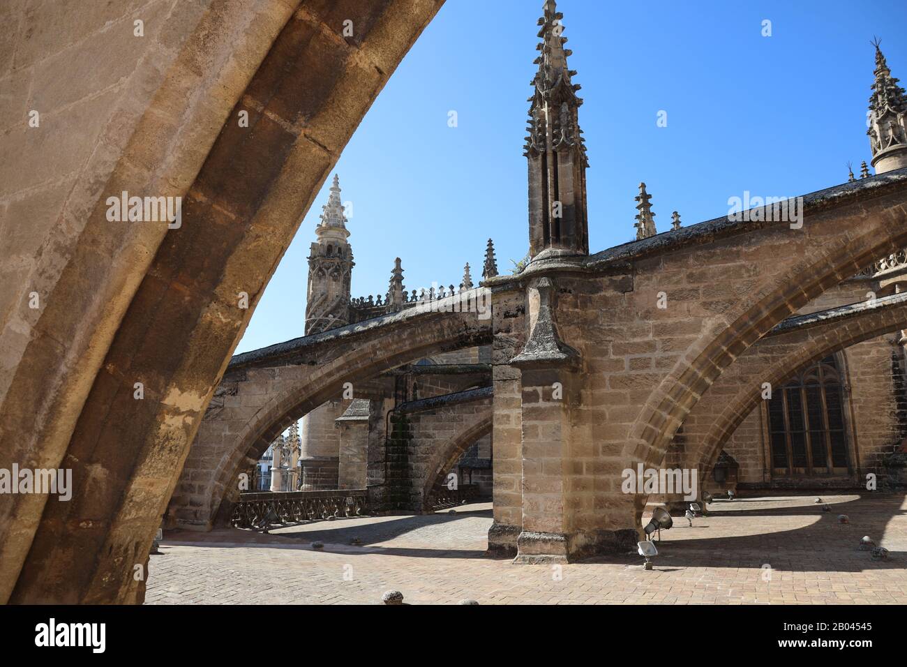 Auf dem Dach der Kathedrale von Sevilla (Catedral de Santa María de la Sede) Stockfoto