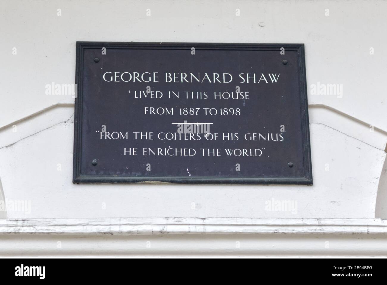 George Bernard Shaw Wohnte in dem Haus von 1887 bis 1898 Plaque, 29 Fitzroy Square, Fitzrovia, London Stockfoto