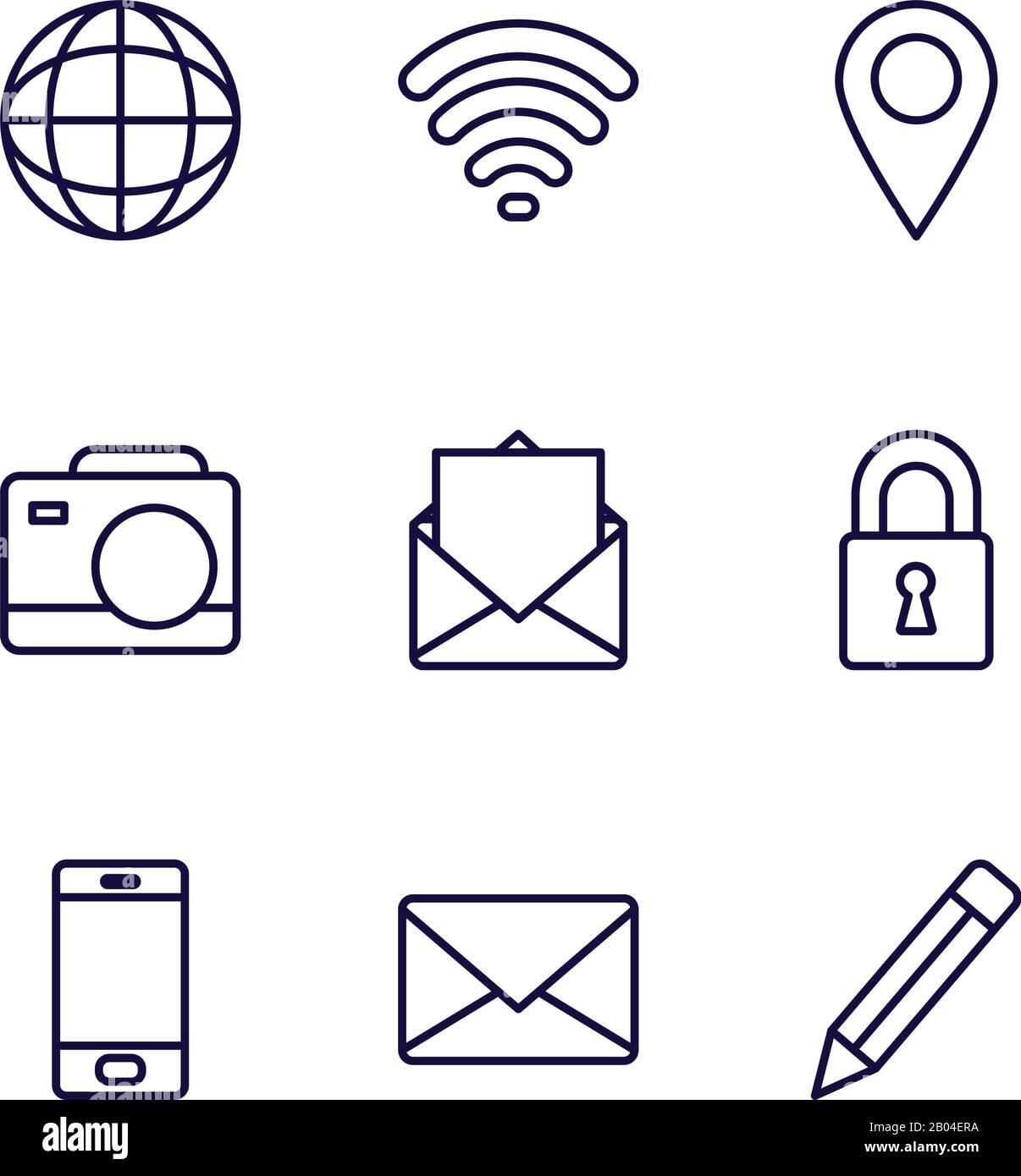 Linienart Symbolsatz Design, Social Media Multimedia Kommunikation Digital Marketing