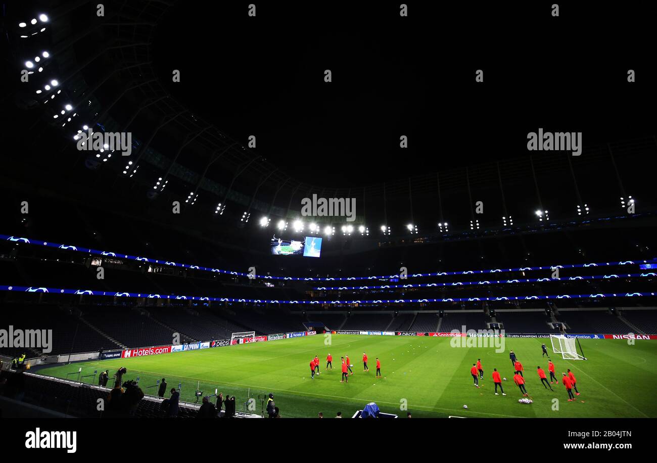 Spieler von RB Leipzig während der Trainingseinheit im Tottenham Hotspur Stadium, London. Stockfoto