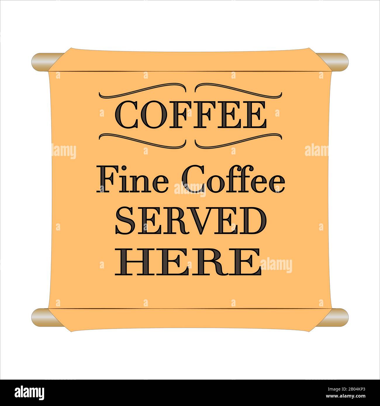 Fine Coffee serviert hier Vektorzeichen Stockfoto