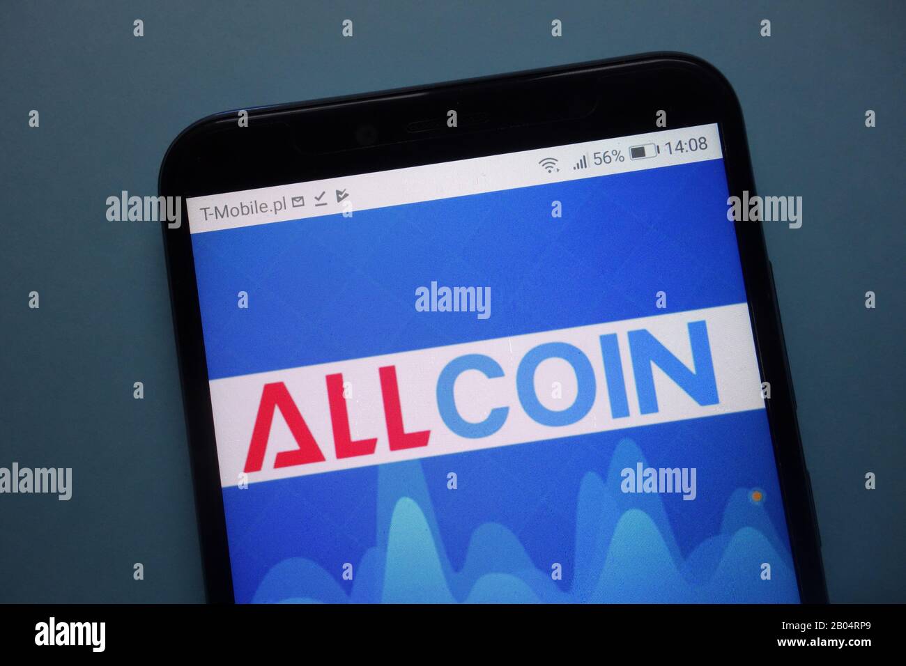 Das auf dem Smartphone angezeigte Allcoin Cryptocurrency Exchange Logo Stockfoto