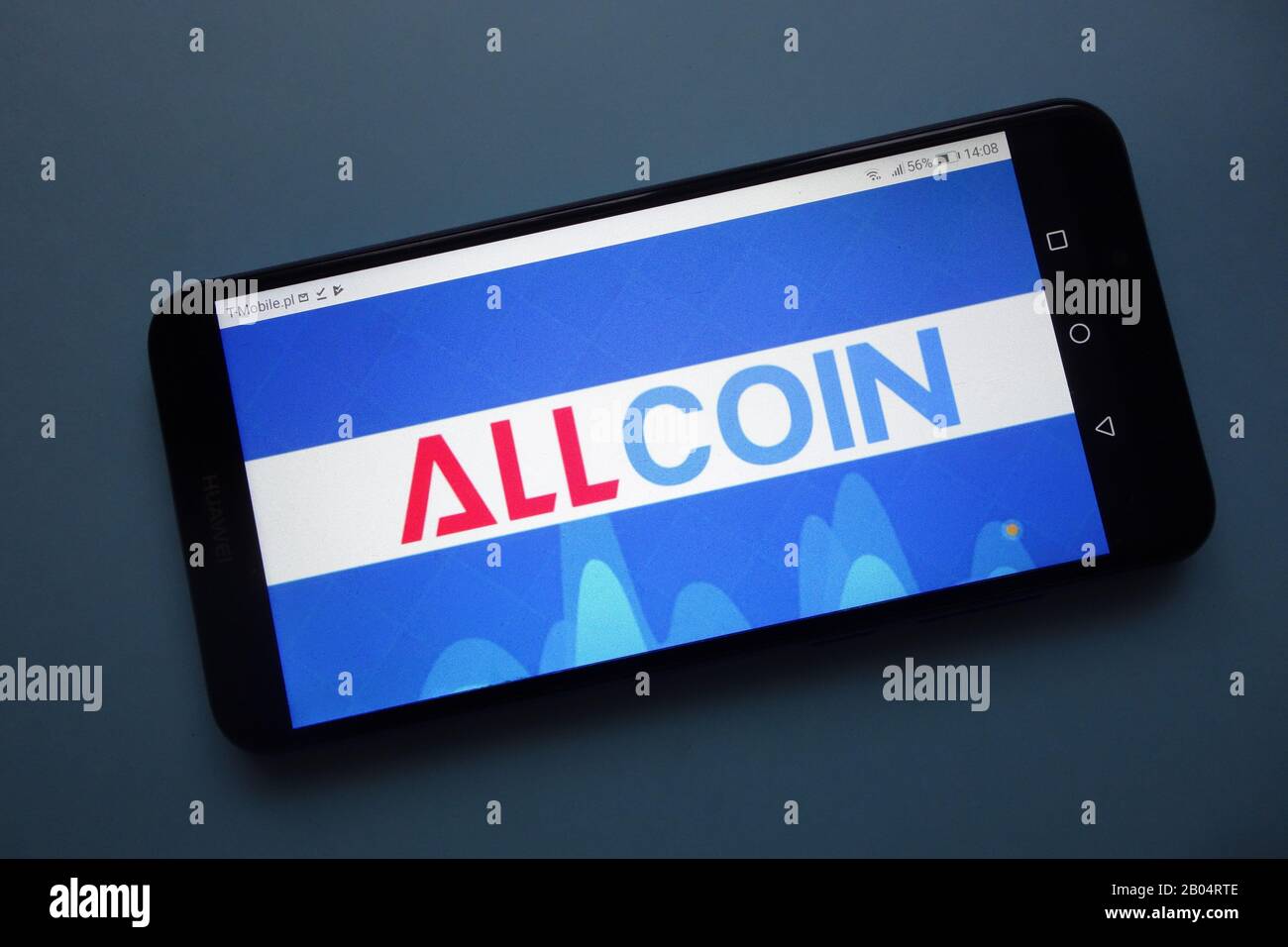 Das auf dem Smartphone angezeigte Allcoin Cryptocurrency Exchange Logo Stockfoto