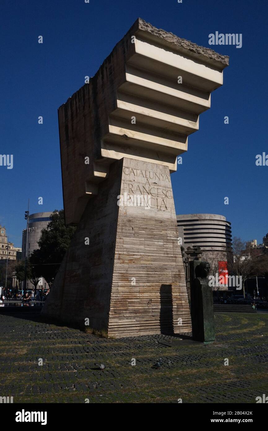 Statue zu Francesc Macia, Barcelona, Spanien Stockfoto