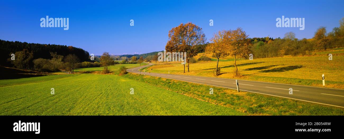 Die Straße führt durch eine Landschaft, Baden-Württemberg, Deutschland Stockfoto