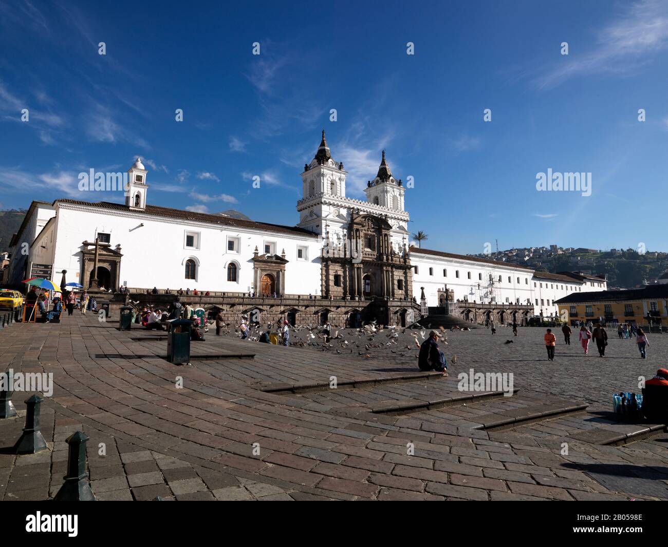 Fassade einer Kirche, Plaza de San Francisco, Quito, Ecuador Stockfoto