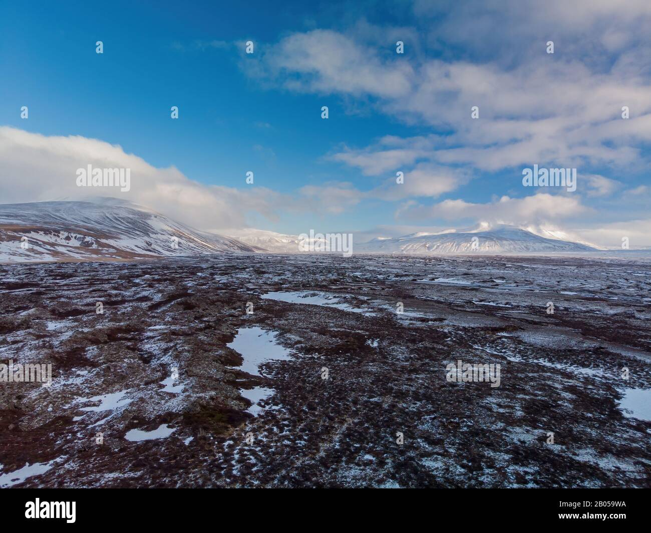 Vulkanisch gefrorene Landschaft in Island Stockfoto