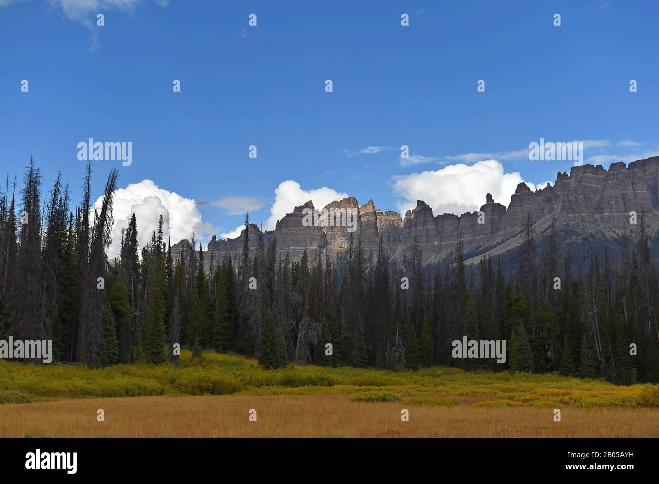 Pinnacle Buttes am späten Abend in Wyoming Stockfoto