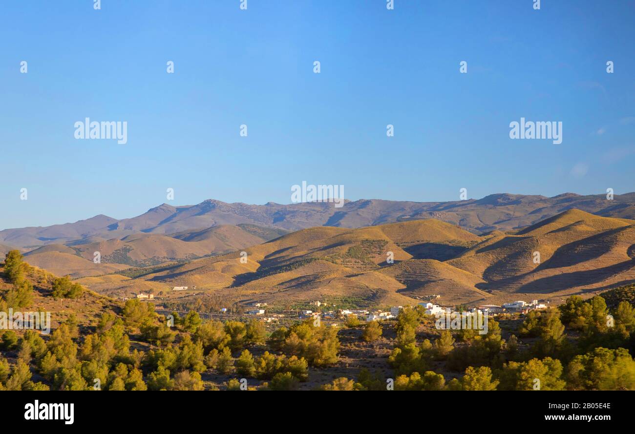 Trockene Landschaft in Andalusien, Spanien, Andalusien, Paraje Natural Sierra Alhamilla, Tabernas Stockfoto