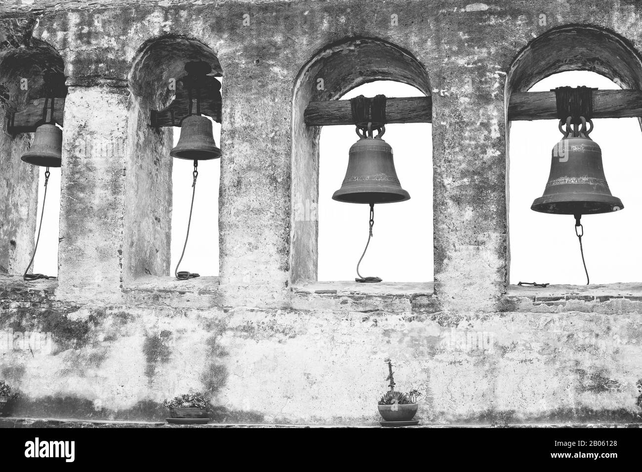 San Juan Capistrano Mission Bells oder Church Bells Historisch und Alt Stockfoto
