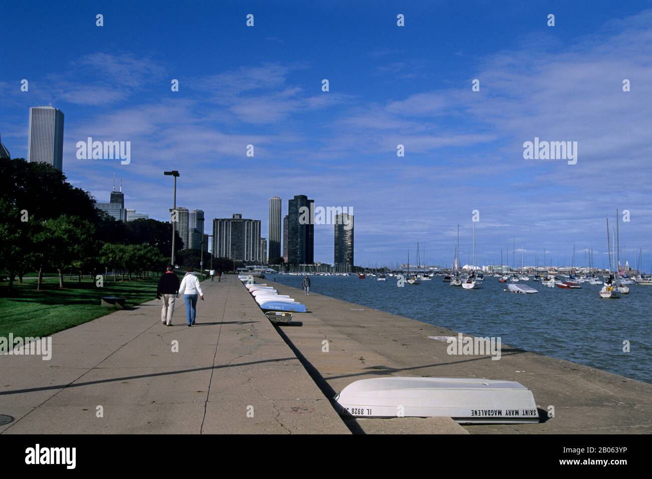 USA, ILLINOIS, CHICAGO, LAKE MICHIGAN, MONROE STREET HARBOR, MARINA Stockfoto