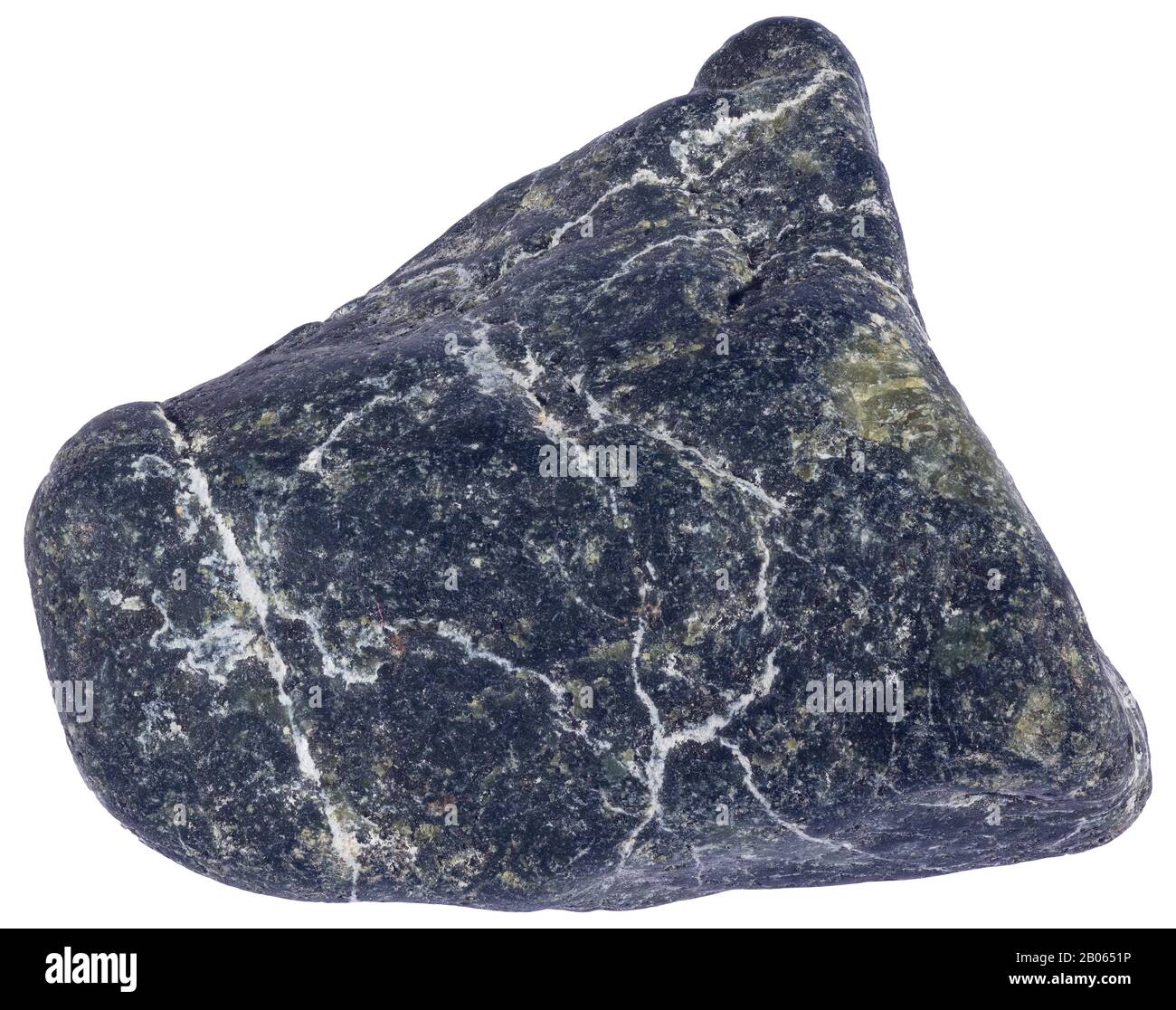 Black Soapstone, Non Foliated, Kilmar, Quebec Soapstone ist ein Talk-Schist, der eine Art metamorphes Gestein ist. Es wird durch einen dynamischen Metamor erzeugt Stockfoto