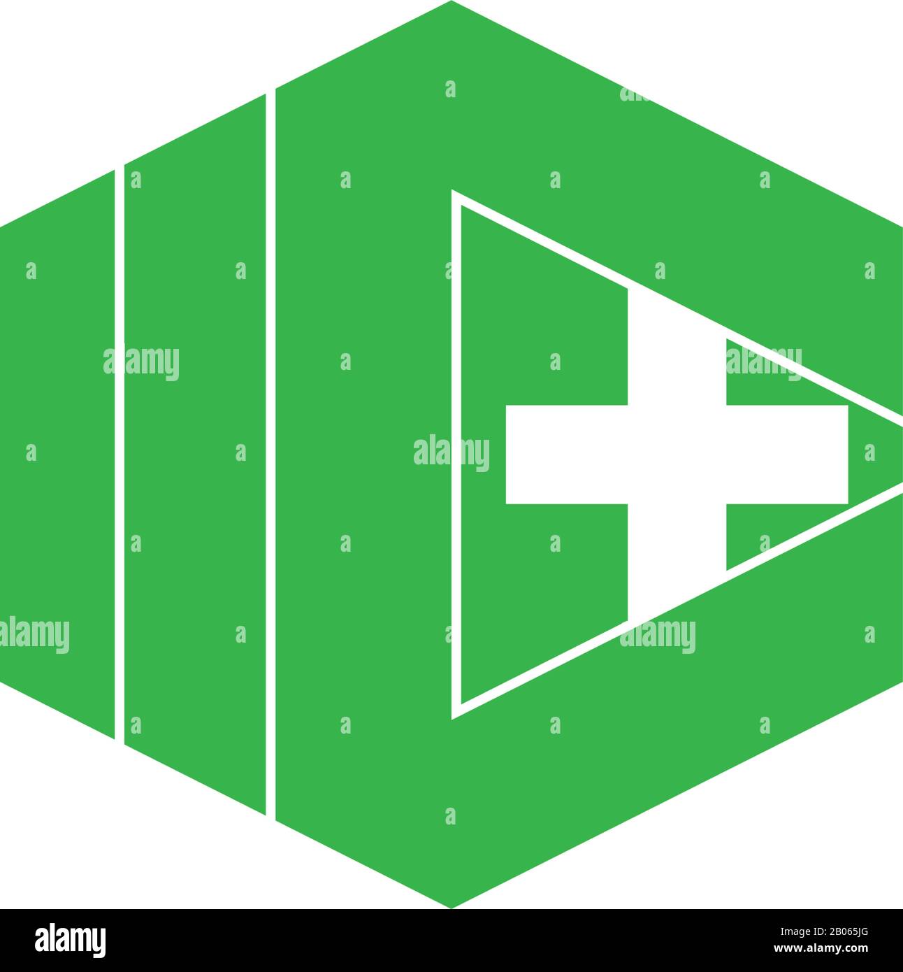 Sechseckiger einfacher, geometrisch klarer medizinischer Logo-Vektor Stock Vektor
