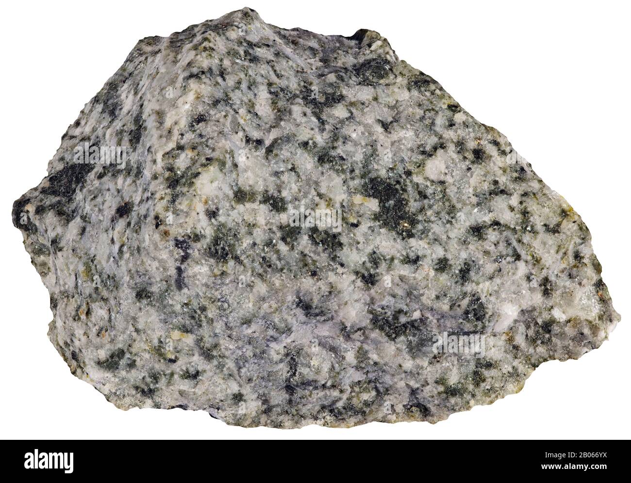 Dolerit, Igneous, Saco, Maine Dolerite ist ein dunkles, mittelkörniges igneöses Gestein, das typischerweise mit ophitischer Textur, Plagioklase, Pyroxene und enthält Stockfoto