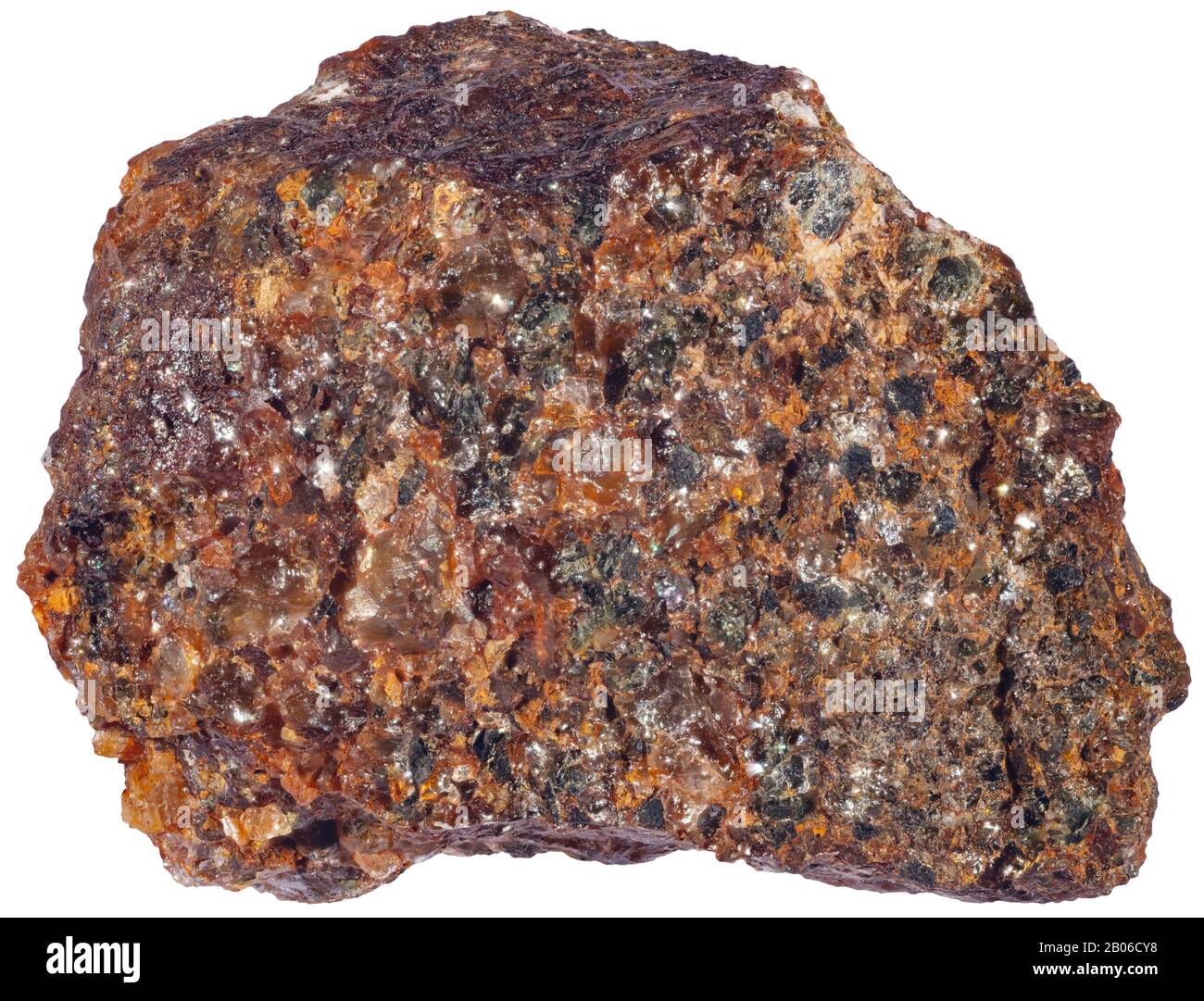 Eisstein, Grenville, Quebec Ironstone ist ein sedimentäres Gestein, das entweder direkt als ferruginöses Sediment abgelagert oder durch chemischen Austausch entstanden ist. Stockfoto