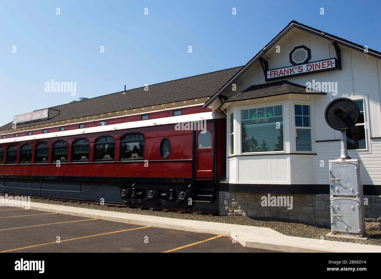 USA, STAAT WASHINGTON, SPOKANE, FRANKS DINER, UMGEBAUTER ALTER PULLMAN-EISENBAHNWAGEN Stockfoto