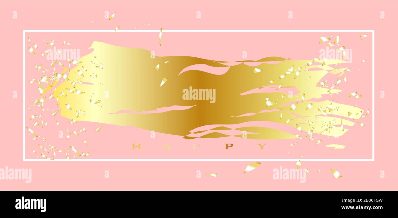 Platz für Texthintergrund mit realistischem goldenem Glitter, Konfetti, Chic. Illustration für Grußkarte, Ankündigung, Promotion, Poster, Flyer, Web B. Stockfoto