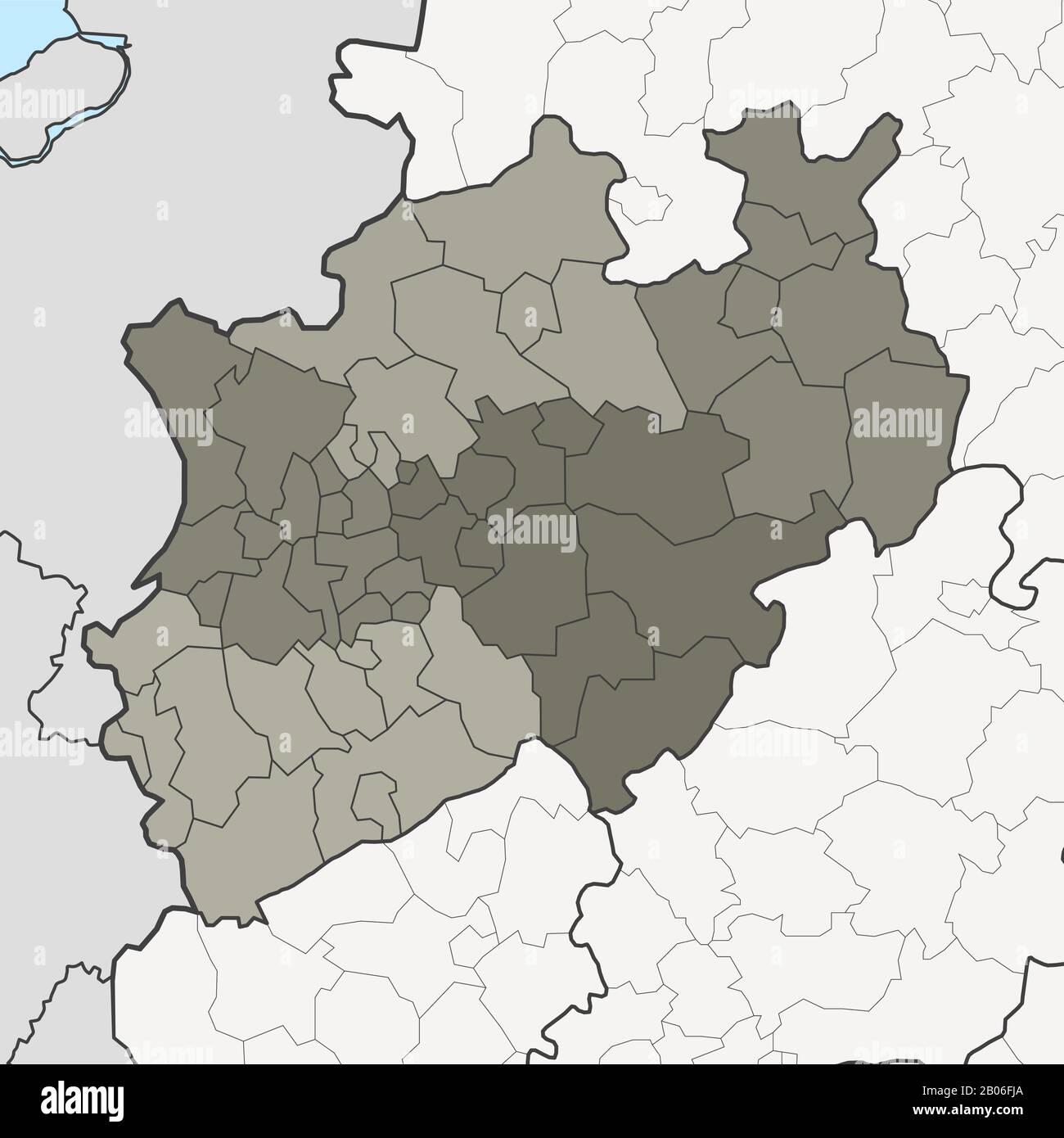 Karte von Deutschland Bundesland Nordrhein-Westfalen mit benachbarten Bundesländern Stock Vektor