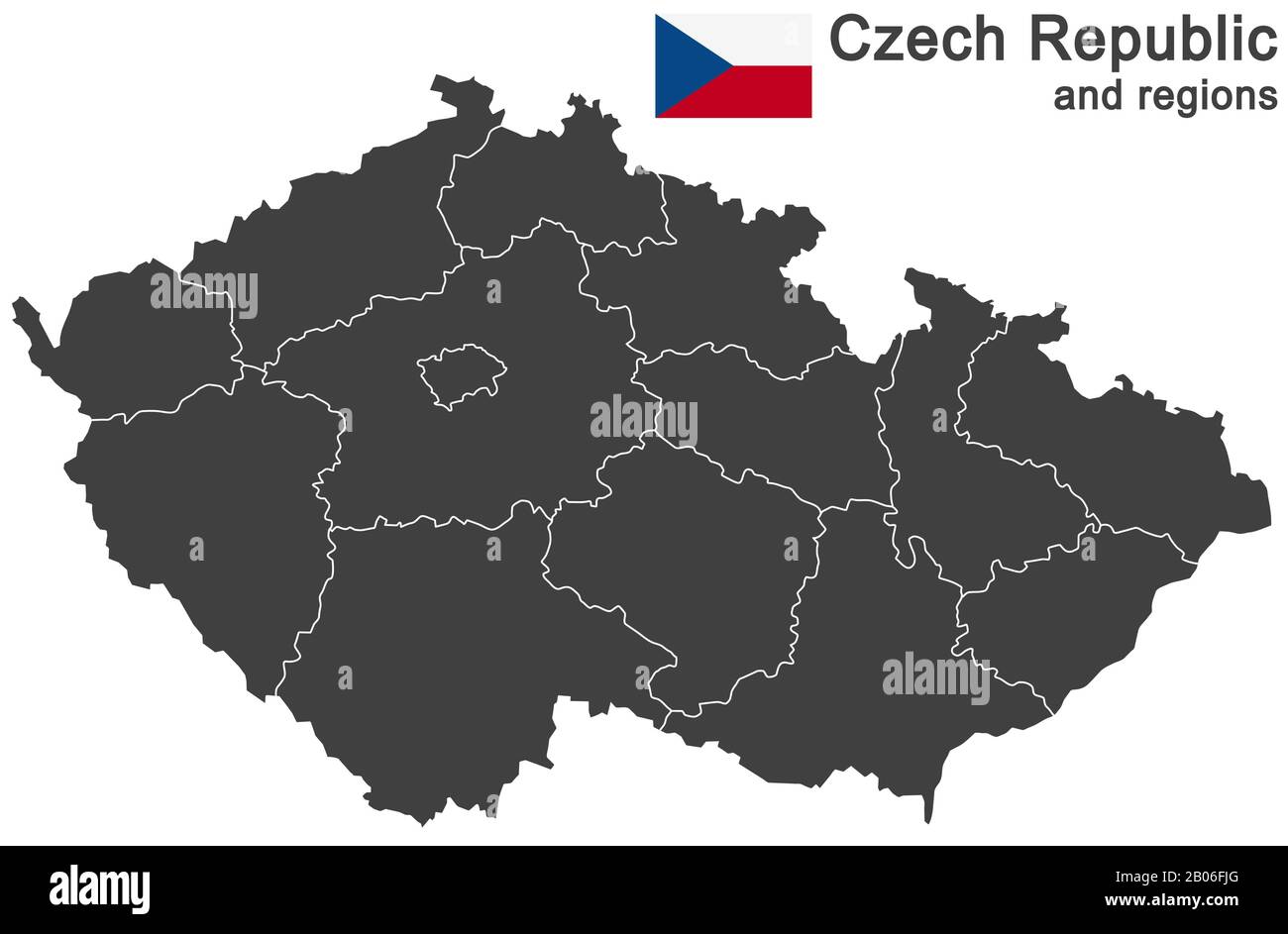 Europäische Land Tschechien und detaillierte Regionen Stock Vektor