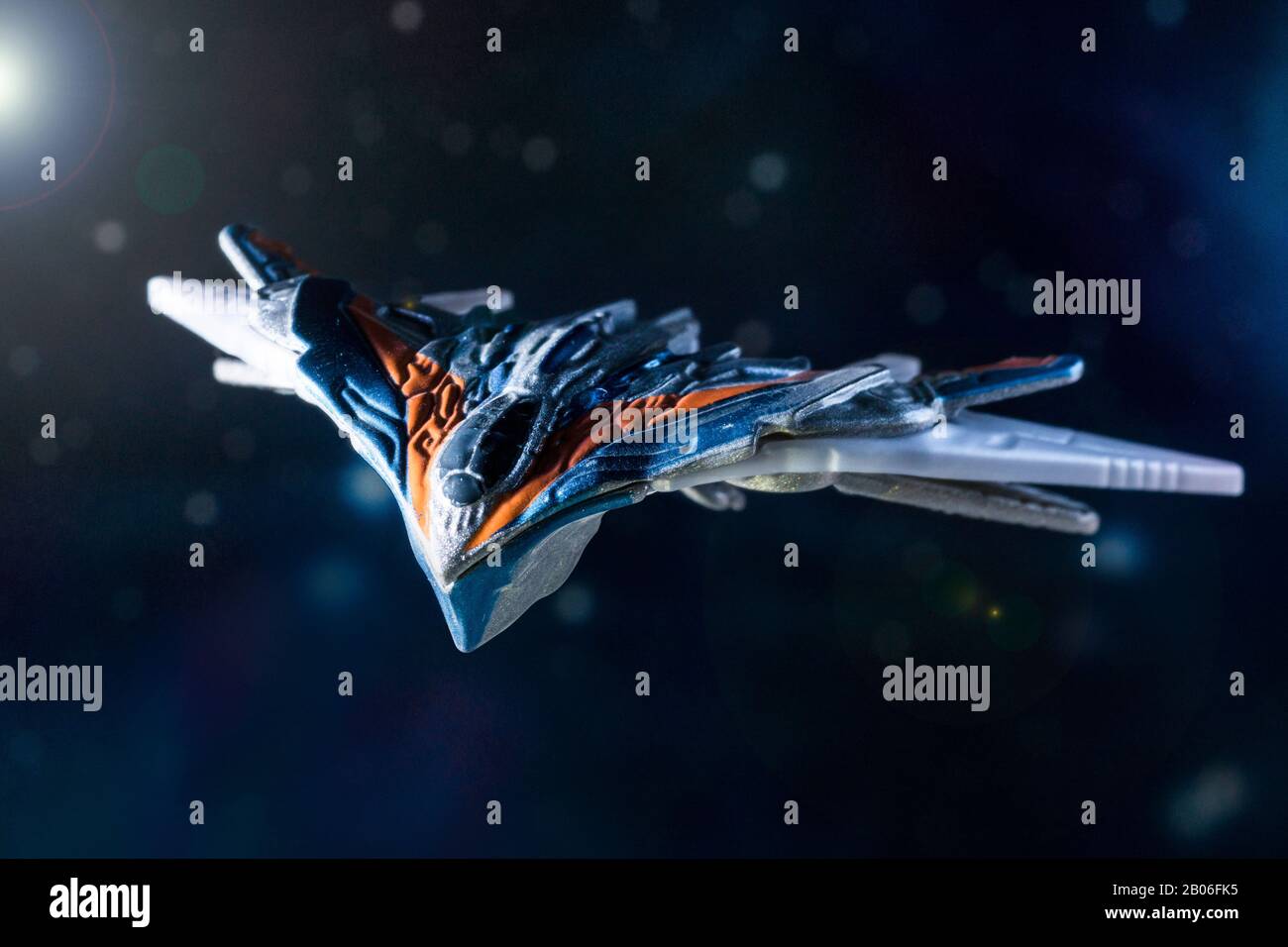 Das berüchtigte Raumschiff trägt die Wächter in ihrem Abenteuer. Wie im Avengers Film und Wächter der Galaxie Film gesehen. Stockfoto
