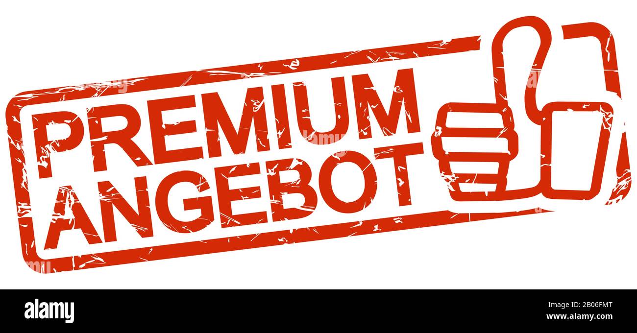 Grunge Stempel mit Rahmen rot und Text Premium Angebot (in deutsch) Stock Vektor