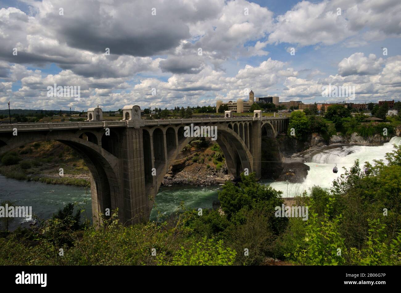USA, WASHINGTON STATE, SPOKANE, RIVER FRONT PARK, SPOKANE RIVER, MONROE STREET BRIDGE, BAUJAHR 1909 Stockfoto