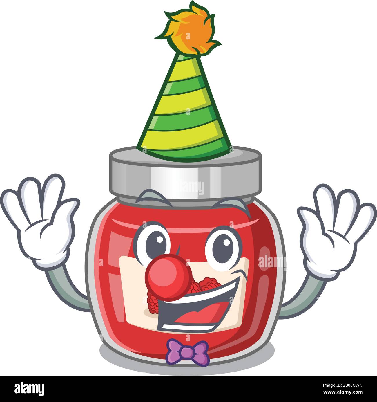 Lustiger Clown Himbeere Marmelade Cartoon Charakter Maskottchen Design Stock Vektor