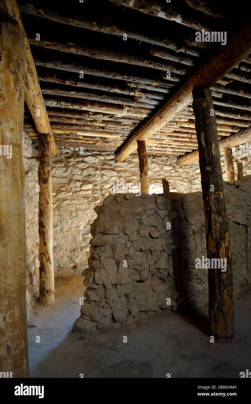 USA, ARIZONA, VERDE VALLEY, TUZIGOOT NATIONAL MONUMENT, SOUTHERN SINAGUA VILLAGE (PUEBLO) ZWISCHEN 1125 UND 1400 ERBAUT, INTERIEUR Stockfoto