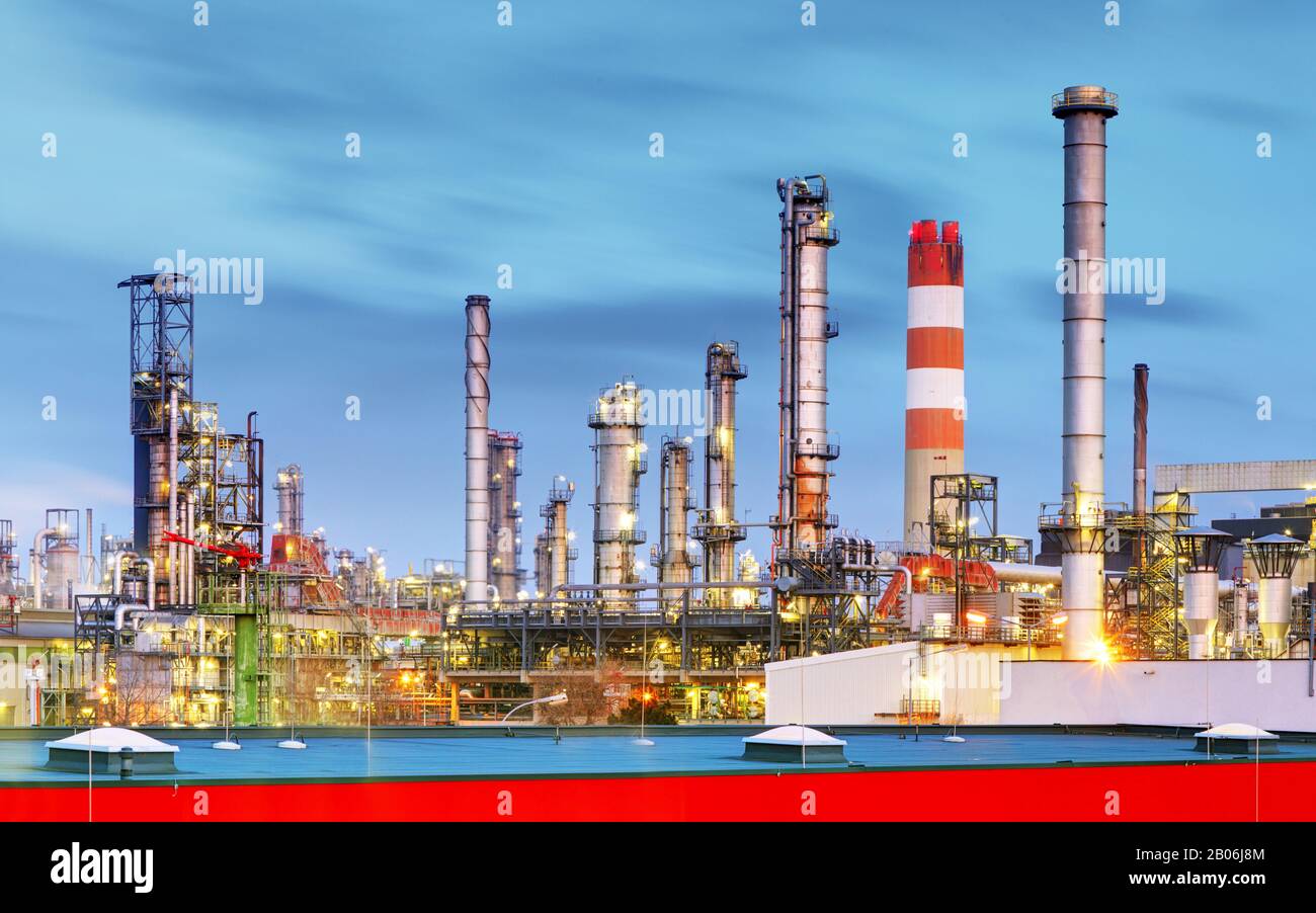 Inustry - Öl-Raffinerie, Petrochemie-Anlage Stockfoto