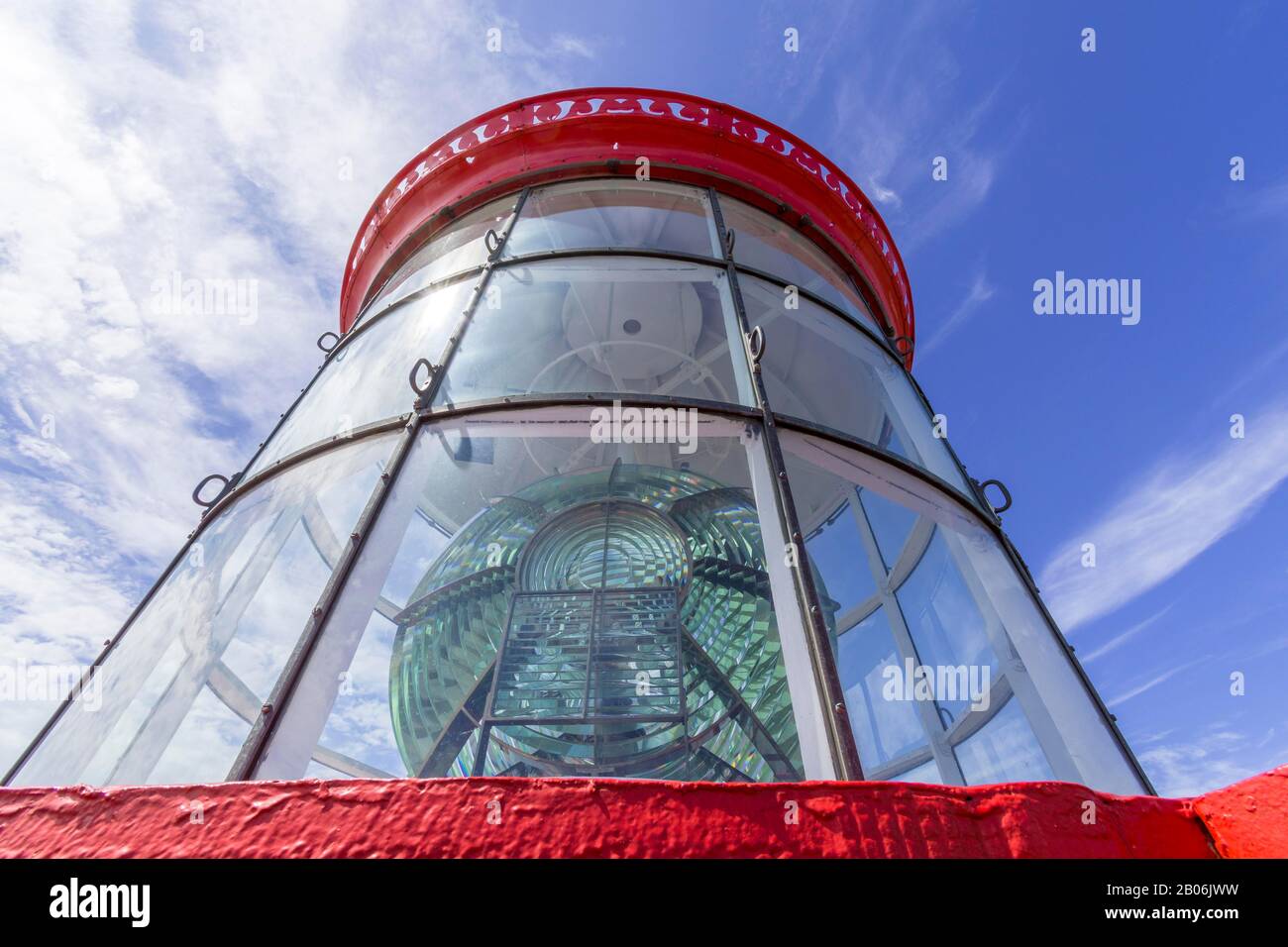Fresnel-Linse des Leuchtturms Saint Mathieu, Plougonvelin, Department Finistere, Frankreich Stockfoto
