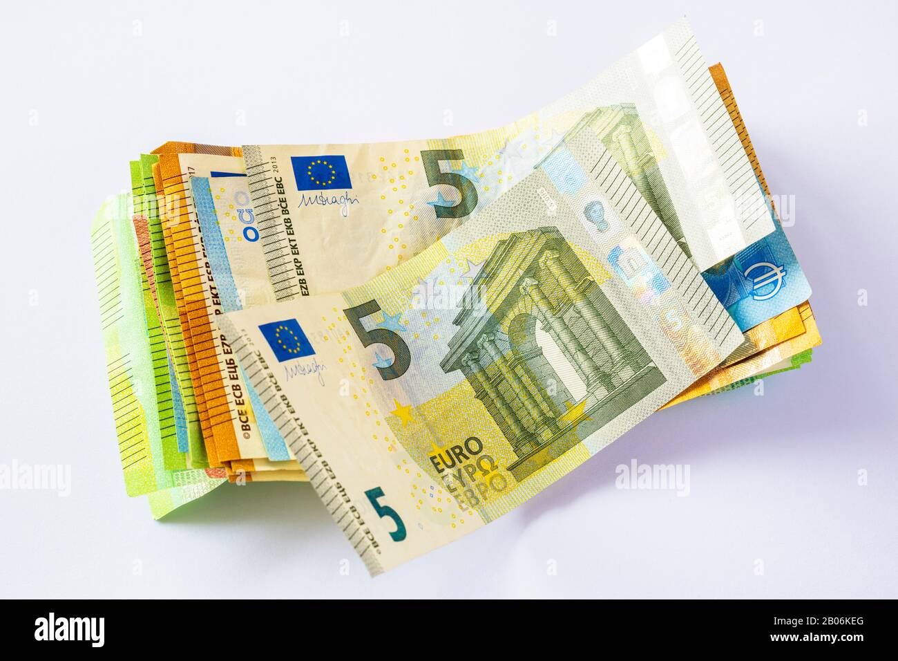 Euro, Banknotenstapel, Detail, Clipping, Studio Shot, Deutschland Stockfoto