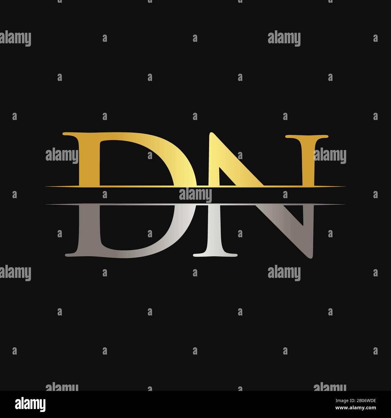 Ursprünglicher DN Letter Logo Design Vector Mit Gold- und Silberfarbe. DN-Logo-Design Stock Vektor