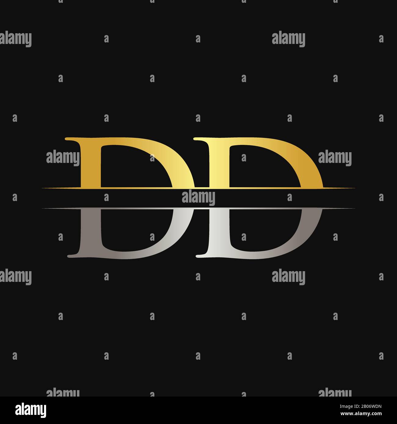 Urspr nglicher vektor f r das dd letter logo mit gold und silberfarbe