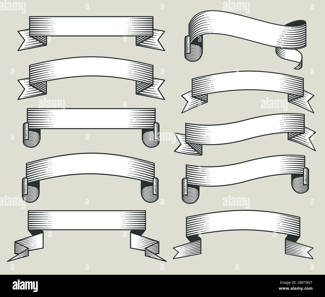 Vintage Blank Emblem Band Banner Vector Set. Dekorationselement für Textabbildung Stock Vektor