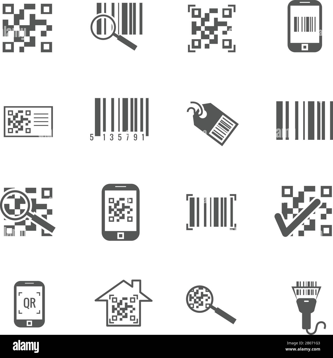 Symbole für Scanleiste und qr-Code-Vektor. Informationen im Barcode, digitale qrcode- Abbildung Stock Vektor