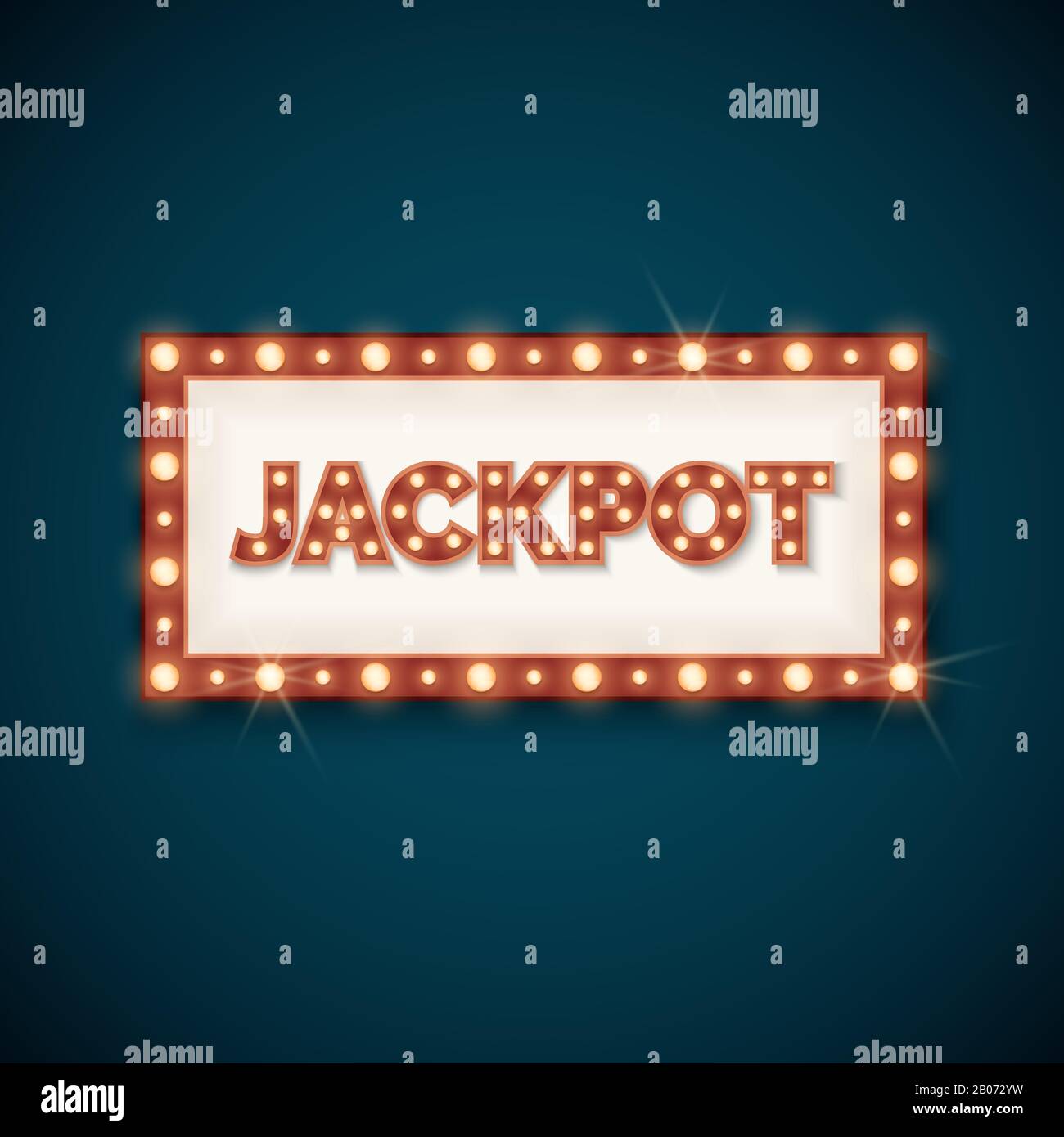 Jackpot Banner mit retro-leuchtendem Rahmen. Preis im Glücksspiel. Vektorgrafiken Stock Vektor