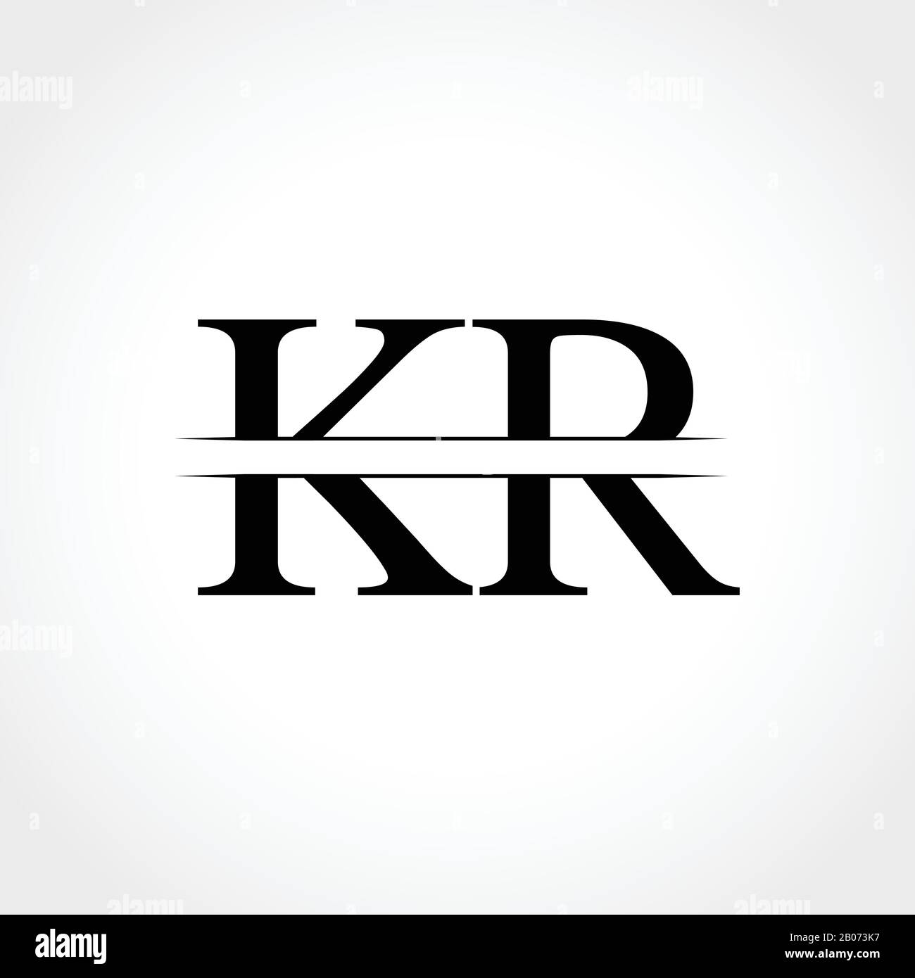 Vektor-Darstellung des KR-Buchstaben-Logos. Design mit abstraktem Letter KR-Logo Stock Vektor