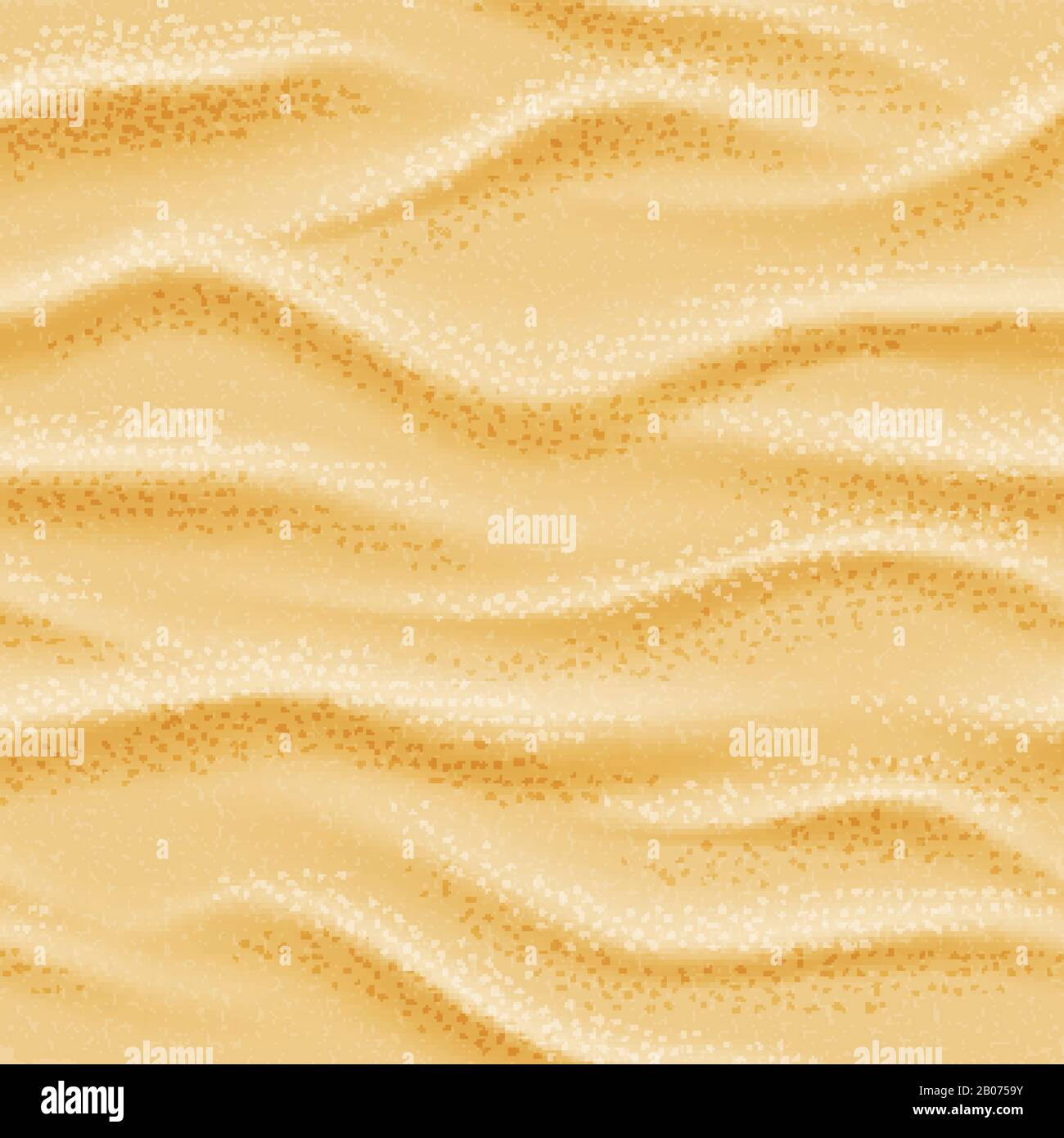 Realistischer nahtloser Vektor Strand Meer Sand Hintergrund. Naturgewellenabbildung in der trockenen Wüste Stock Vektor